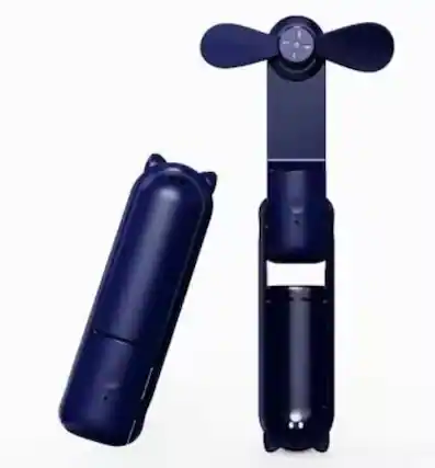 Front. Link - Link Handheld Mini Foldable 3 In 1 Fan Built In Portable Charger - Navy.