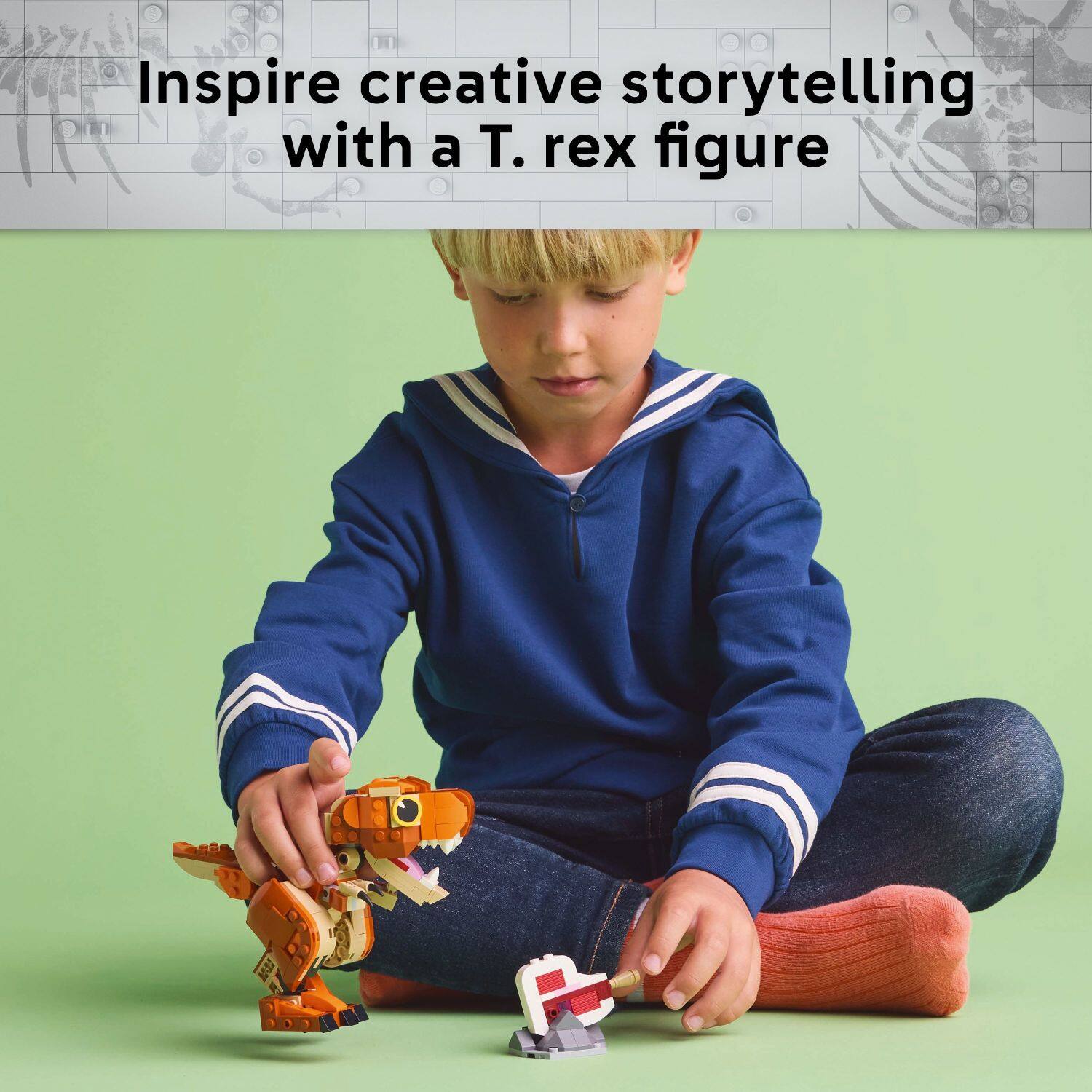 Inspire creative storytelling with a T. rex figure.