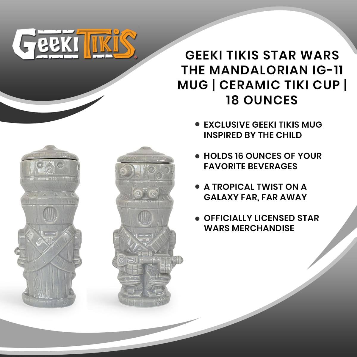 Geeki Tikis Star Wars The Mandalorian IG-11 Mug | Ceramic Tiki Cup | 18 Ounces

- Exclusive Geeki Tikis Mug Inspired by The Child
- Holds 16 Ounces of Your Favorite Beverages
- A Tropical Twist on a Galaxy Far, Far Away
- Officially Licensed Star Wars Merchandise