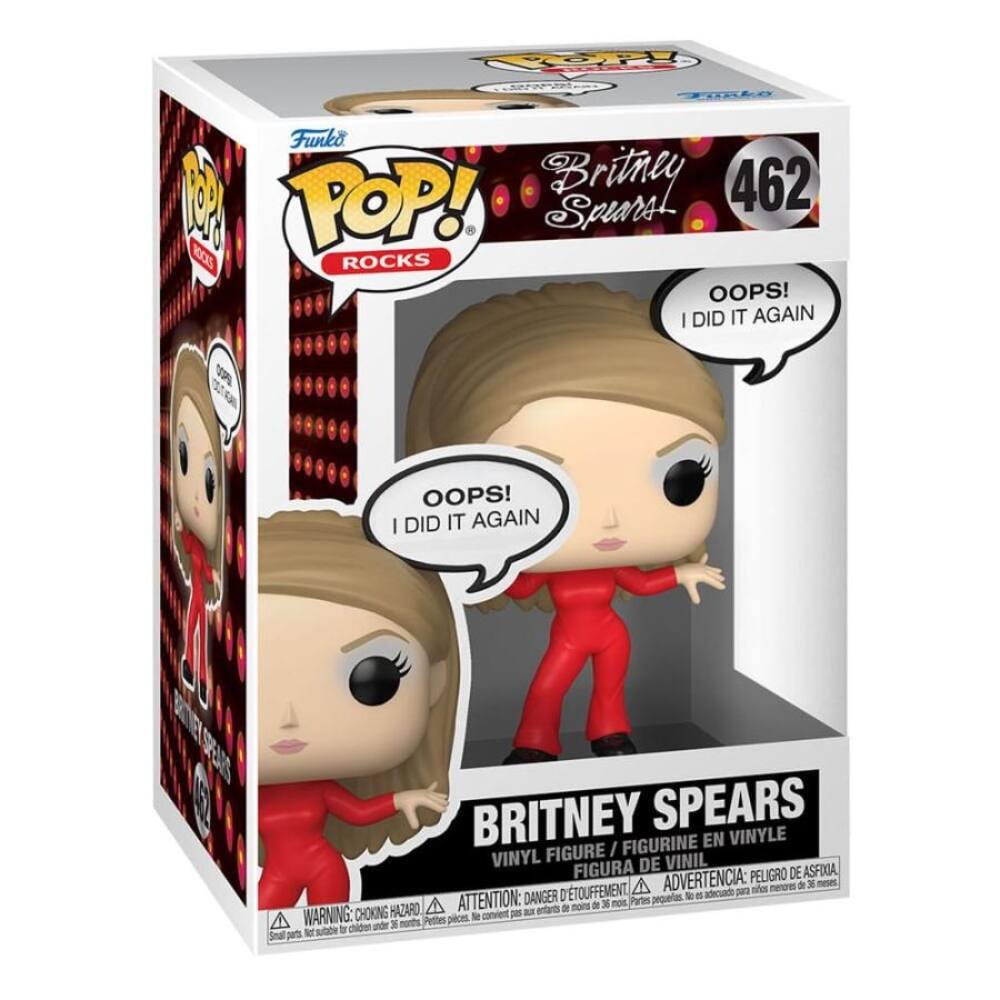 Rp TOLO Funko Britney 462 N POP! Spears! ROCKS OOPS! | DID IT AGAIN 1 OOPS! I DID IT AGAIN SEARS BRITNEY SPEARS FIGURINE EN VINYLE FIGURE I VINYL DE VINIL FIGURA PELIGRO DE ASFIXIA 'TOUFFEMENT A ADVERTENCIA p mifes metures 9 3 men DANGER E M adecuade ATTENTION: 3 nos Partes peqvelos d nors . CHOKING HAZARD - a entart WARNING: pieces. l convient undr x nerths Pettes Ser ir childen Smal parts