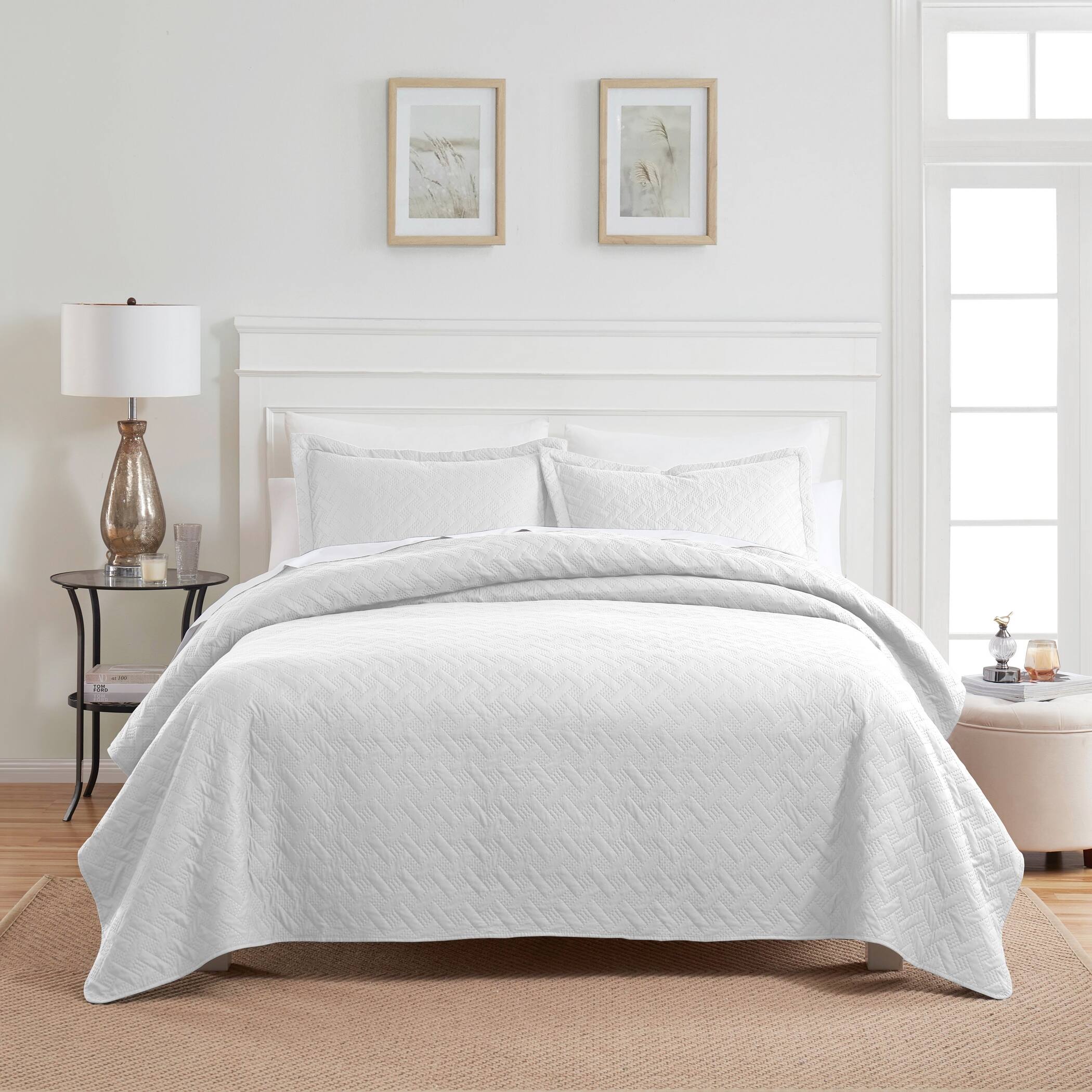 Angle. Dan River - Dan River 2 Piece Basket Pinsonic 1 quilt 1 sham - White.