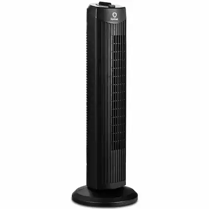 Front. Gymax - Gymax 28'' Portable Oscillating Tower Fan w/ 3 Speed Low Noise Home Office Black - Black.