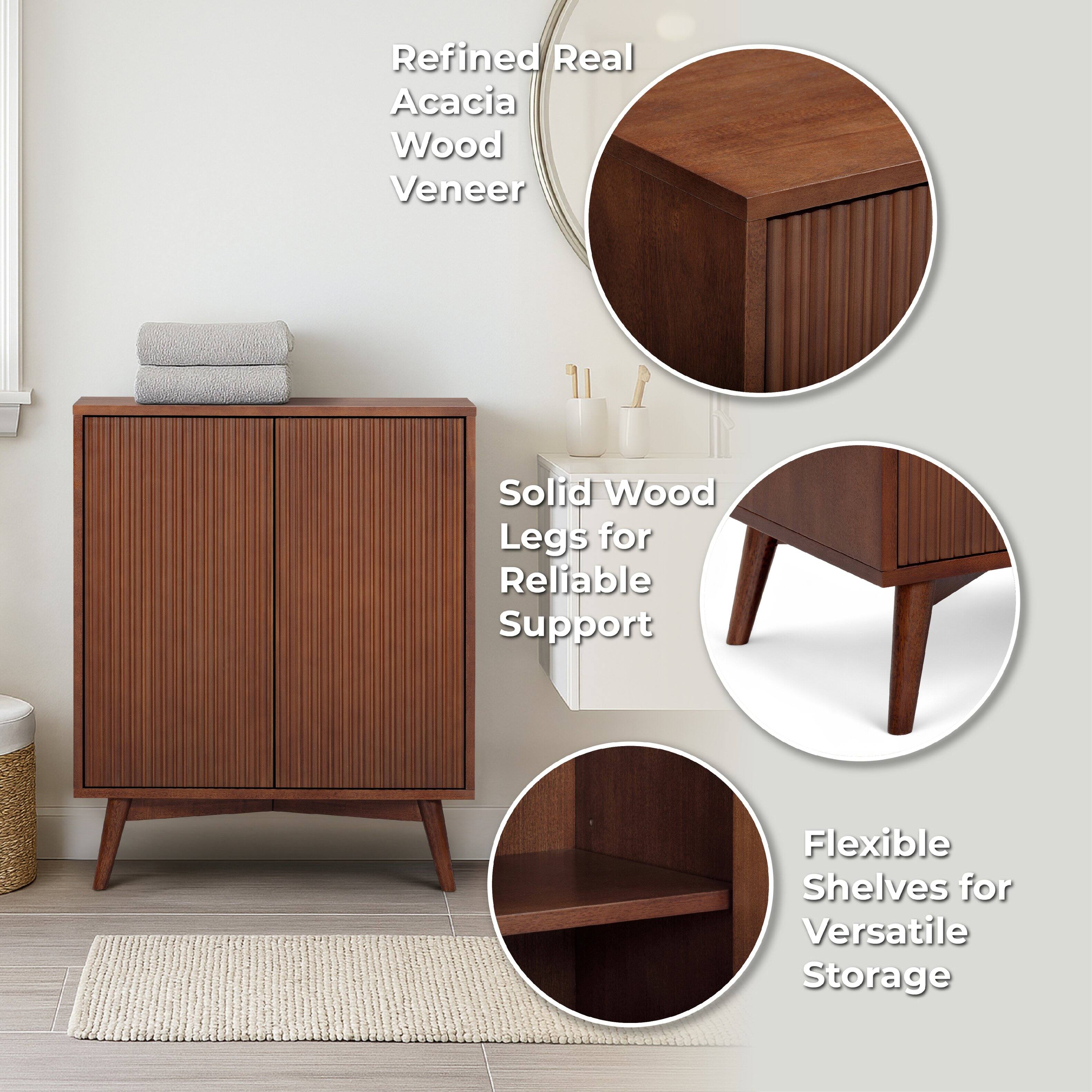 Refined Real Acacia Wood Veneer  
Solid Wood Legs for Reliable Support  
Flexible Shelves for Versatile Storage