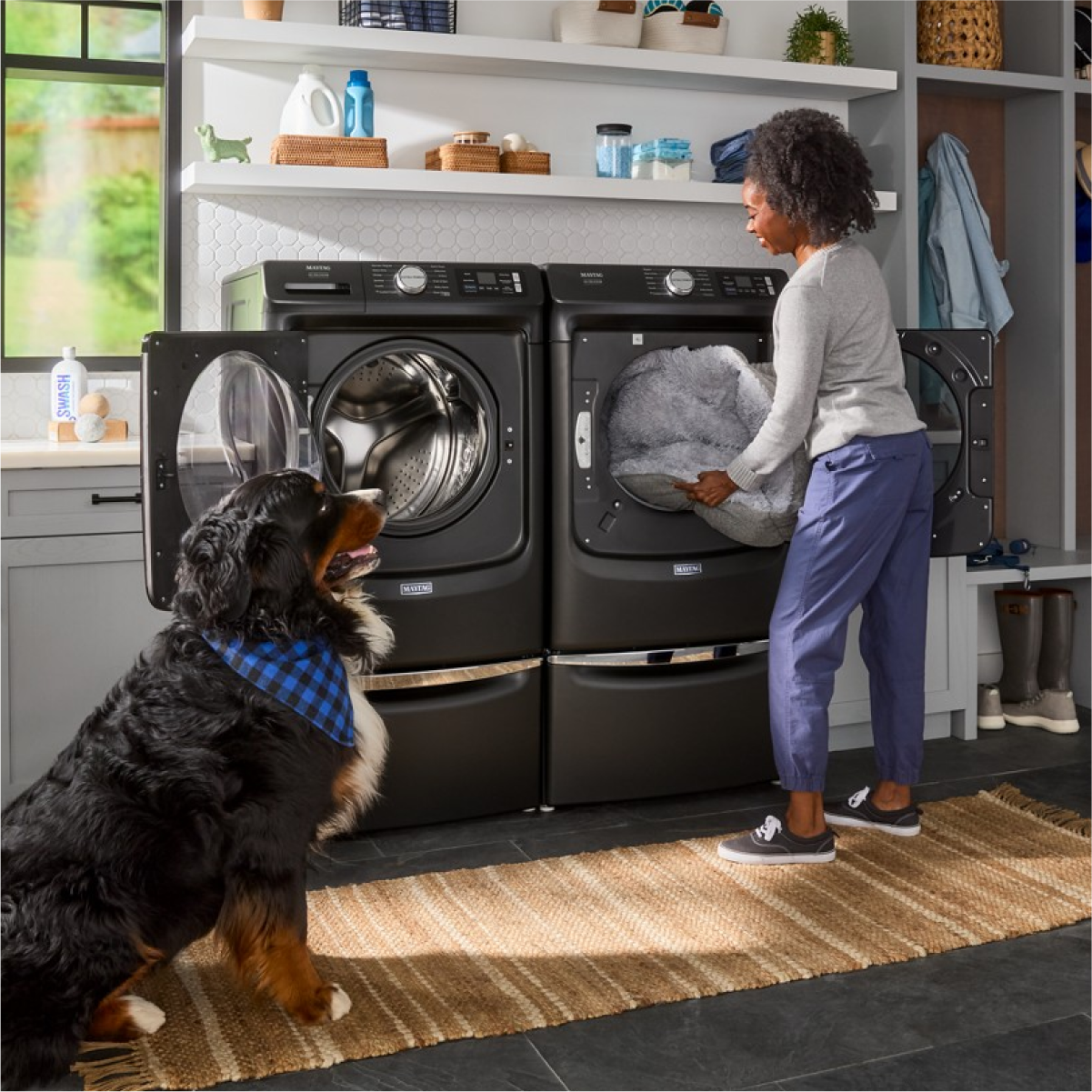 Alt View 7. Maytag - Maytag - 7.4 Cu. Ft. Smart Electric Dryer with Steam and Pet Pro System - Volcano Black - Volcano Black.