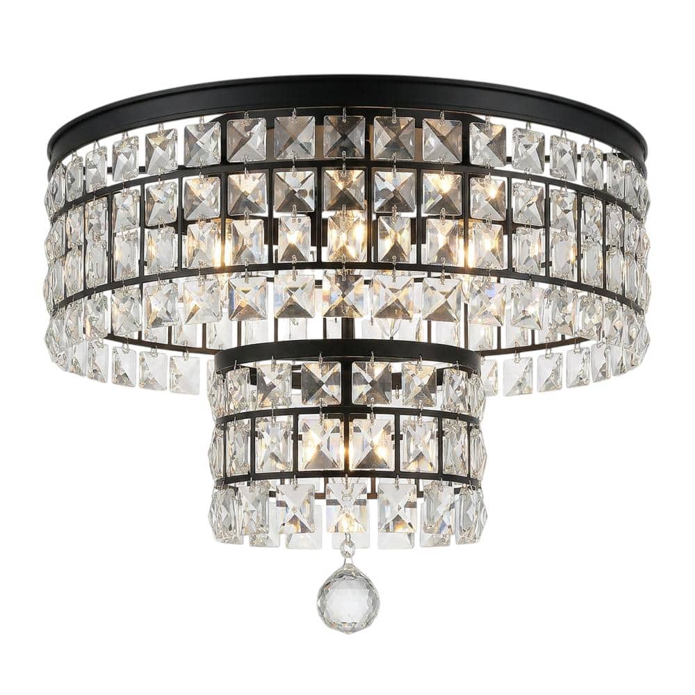 Elegant Lighting - Tranquil 20 inch black flush mount - Black And Clear
