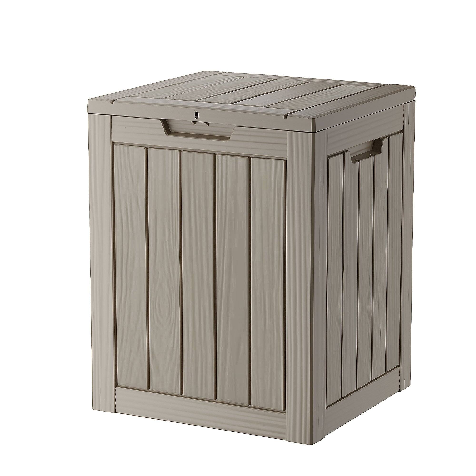 Angle. Mondawe - 30 Gallons Resin All-Weather Waterproof Outdoor Storage Box - Light Brown.