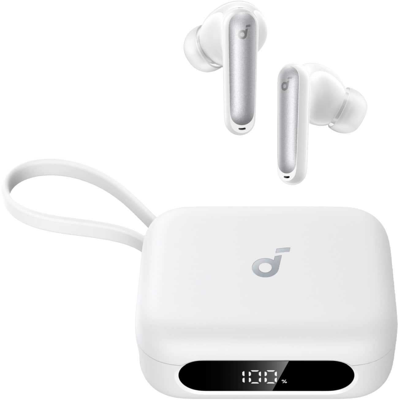 Front. Soundcore - by Anker P41i Wireless Bluetooth In Ear Earbuds with Portable USB-C Phone Charger - White.