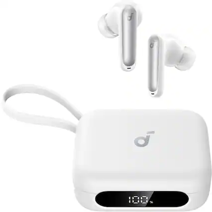 Front. Soundcore - by Anker P41i Wireless Bluetooth In Ear Earbuds with Portable USB-C Phone Charger - White.
