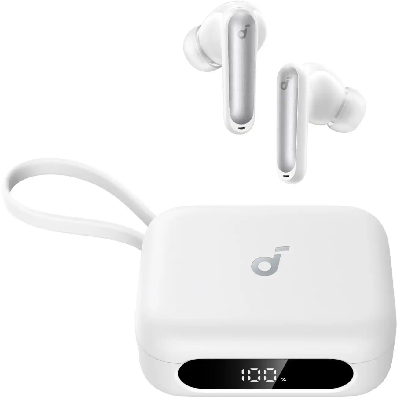 Front. Soundcore - by Anker P41i Wireless Bluetooth In Ear Earbuds with Portable USB-C Phone Charger - White.