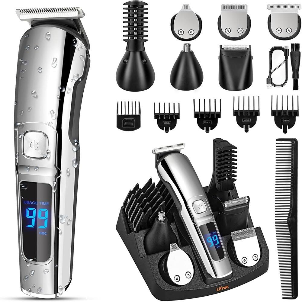 RTMB - Men's Waterproof Electric Beard Trimmer, Cordless Hair Clippers, Shavers - Silver