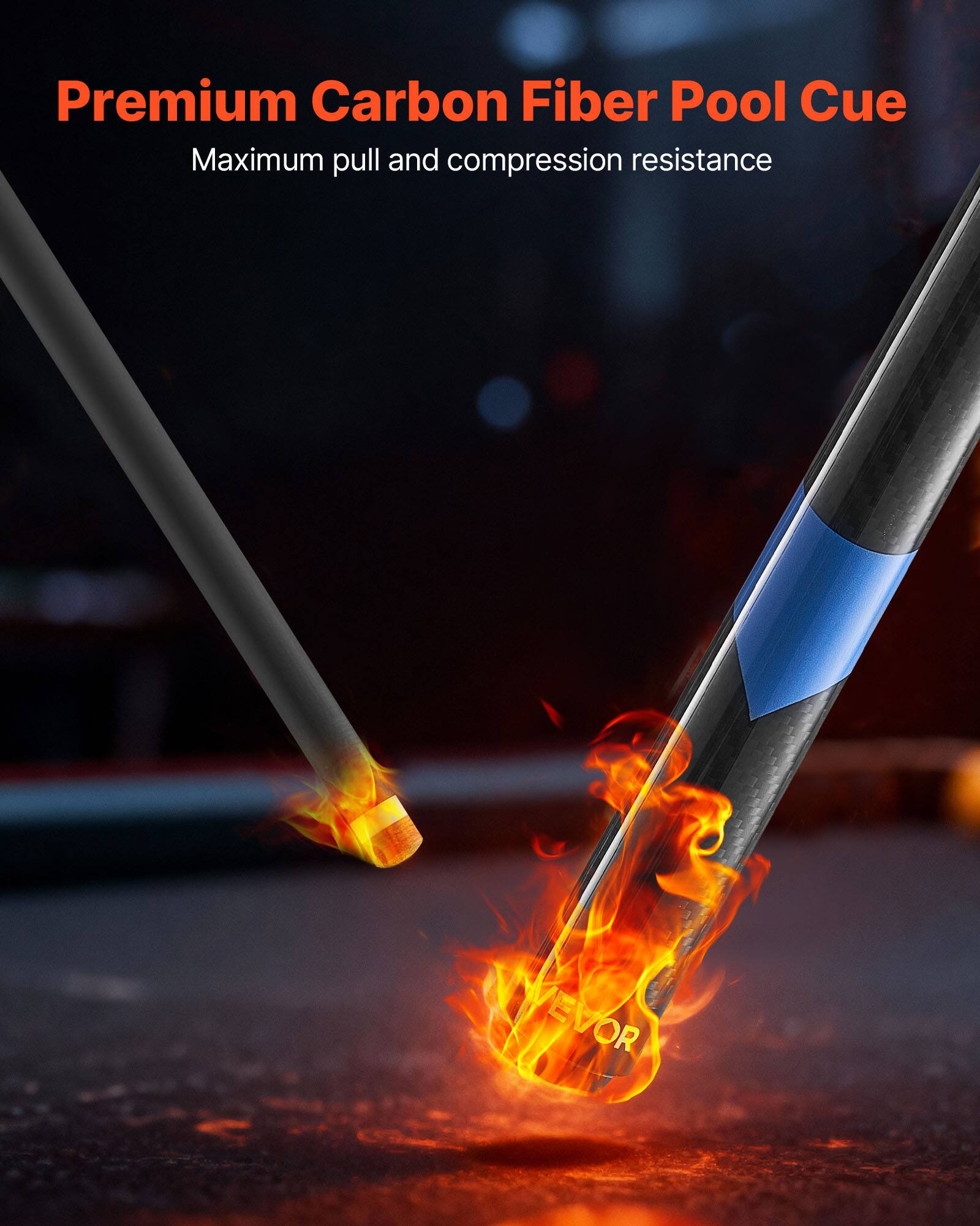 Premium Carbon Fiber Pool Cue  
Maximum pull and compression resistance
