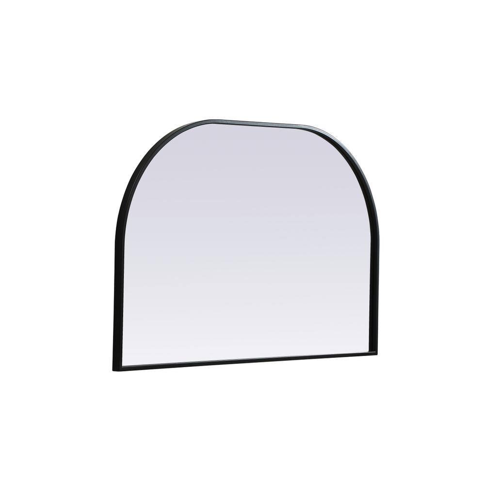 Left. Elegant Decor - Metal Frame Arch Mirror 36x24 Inch in Black - Black.