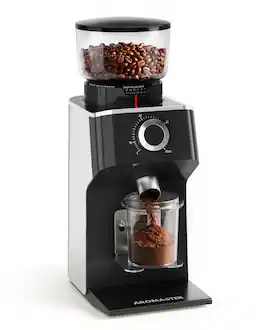 Aromaster - Conical Coffee Bean Grinder for Espresso ,Adjustable Timer 45 Grind Settings - Sliver&Black