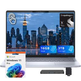 Dell - Inspiron Plus 14" 2K Touch Laptop,Snapdragon X Plus,16GB RAM,2TB SSD+1TB Dock Set,Backlit Keyboard,Win 11Pro,Blue - Ice Blue