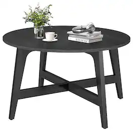 Songmics Home - Round Coffee Table, 31.5-Inch Center Table, Tapered Legs, Curved Transitions, Easy to Assemble, for Living Room - Charcoal Gray