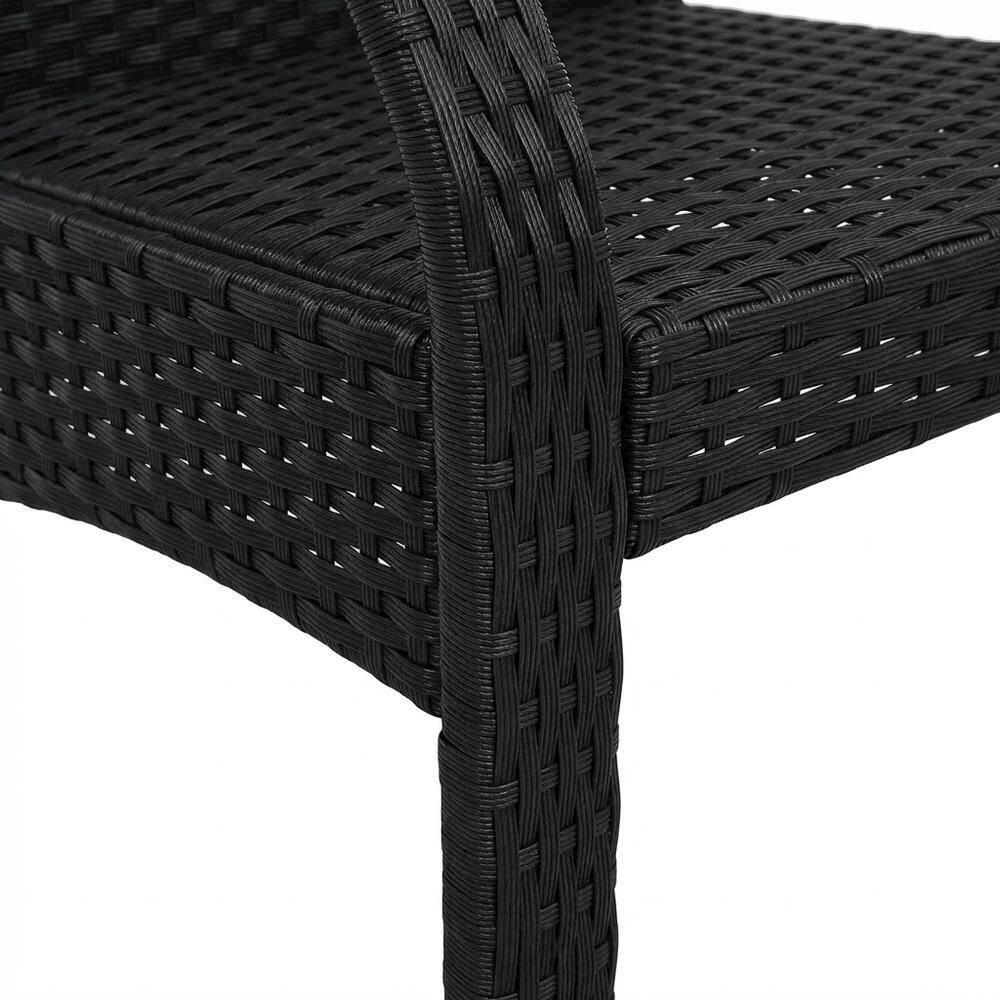 Alt View 1. Outdoor Escape - Black Wicker Patio Set with Table and 2 Chairs - Durable Outdoor Seating - Brown.