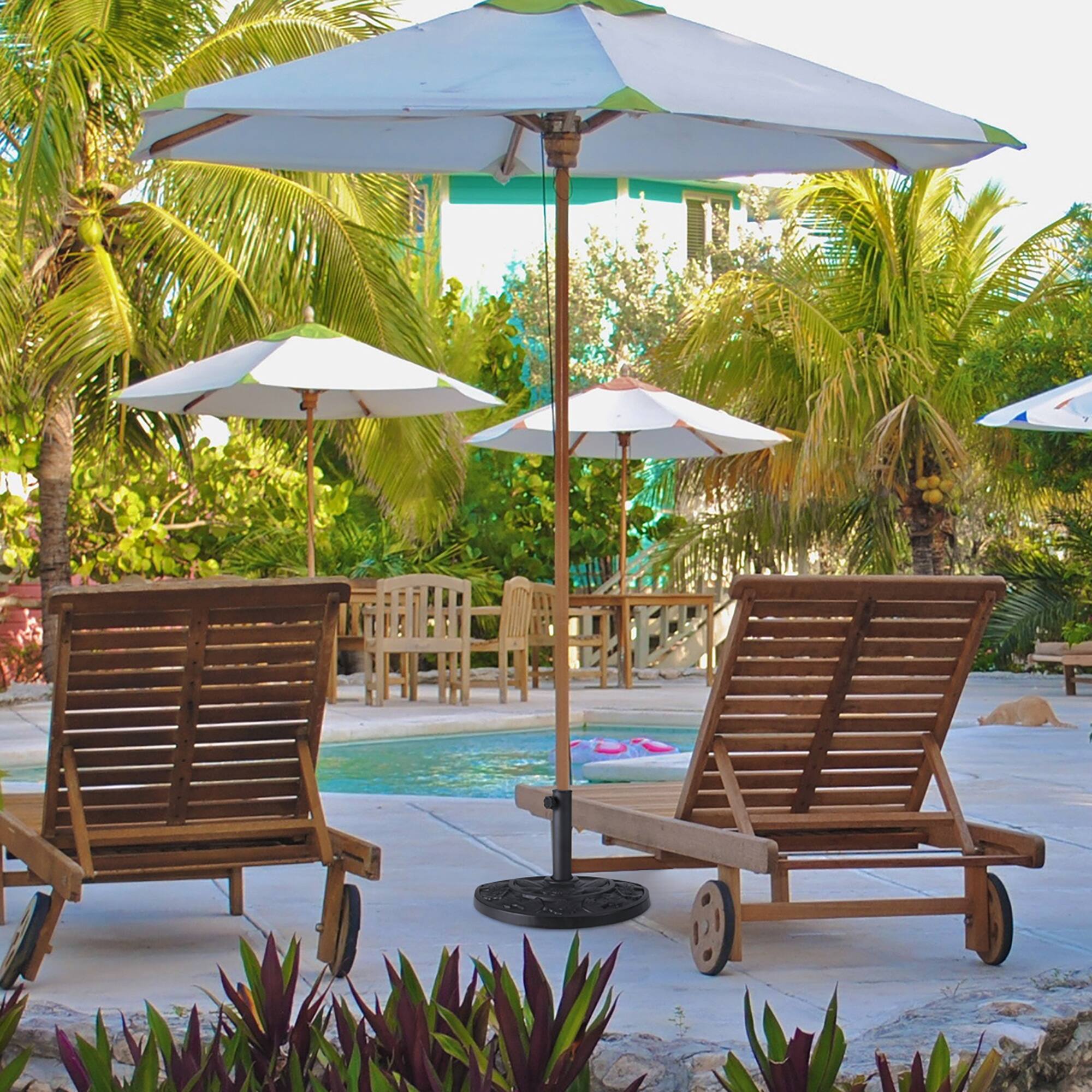 Alt View 5. Costway - Costway 20" Outdoor Patio Half Round Umbrella Base Stand Resin Deck Table Sun Shade - Black.