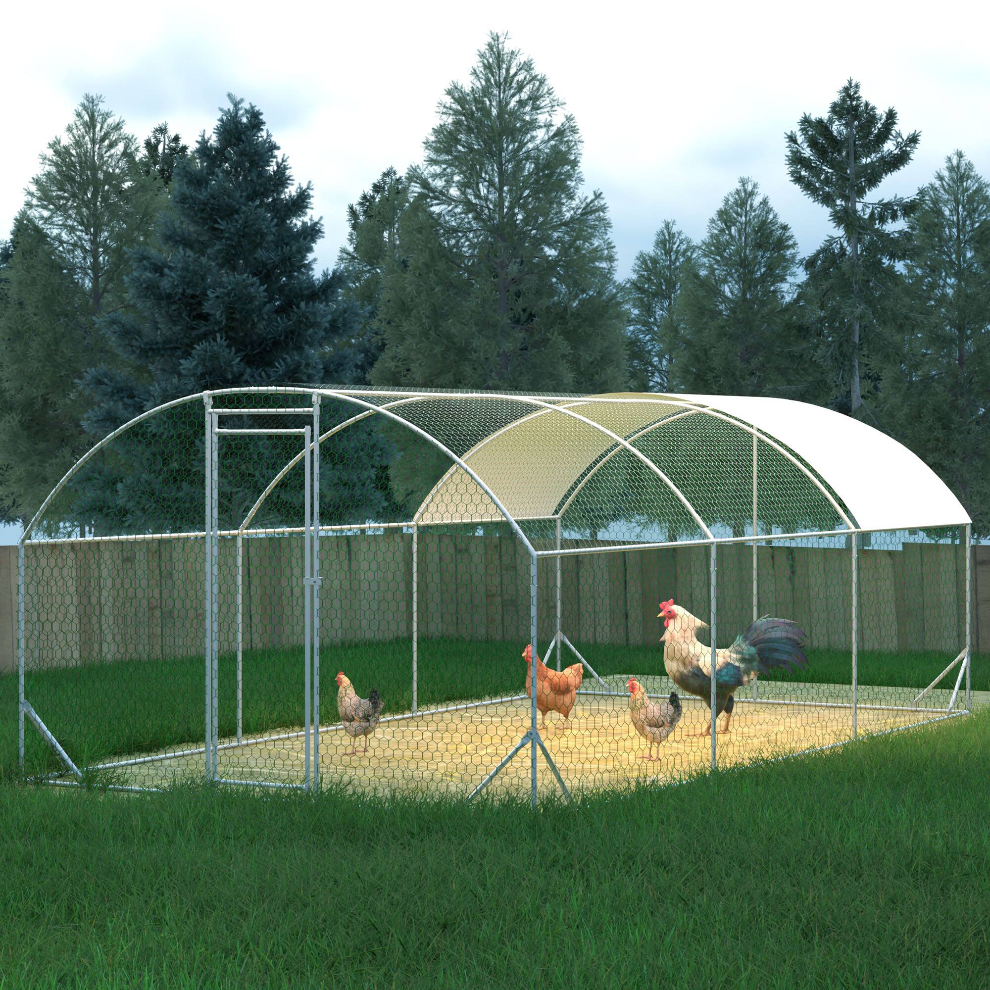 Back. Mondawe - 10ft x 20ft Large Metal Chicken Coop with Waterproof and Anti-UV Cover.