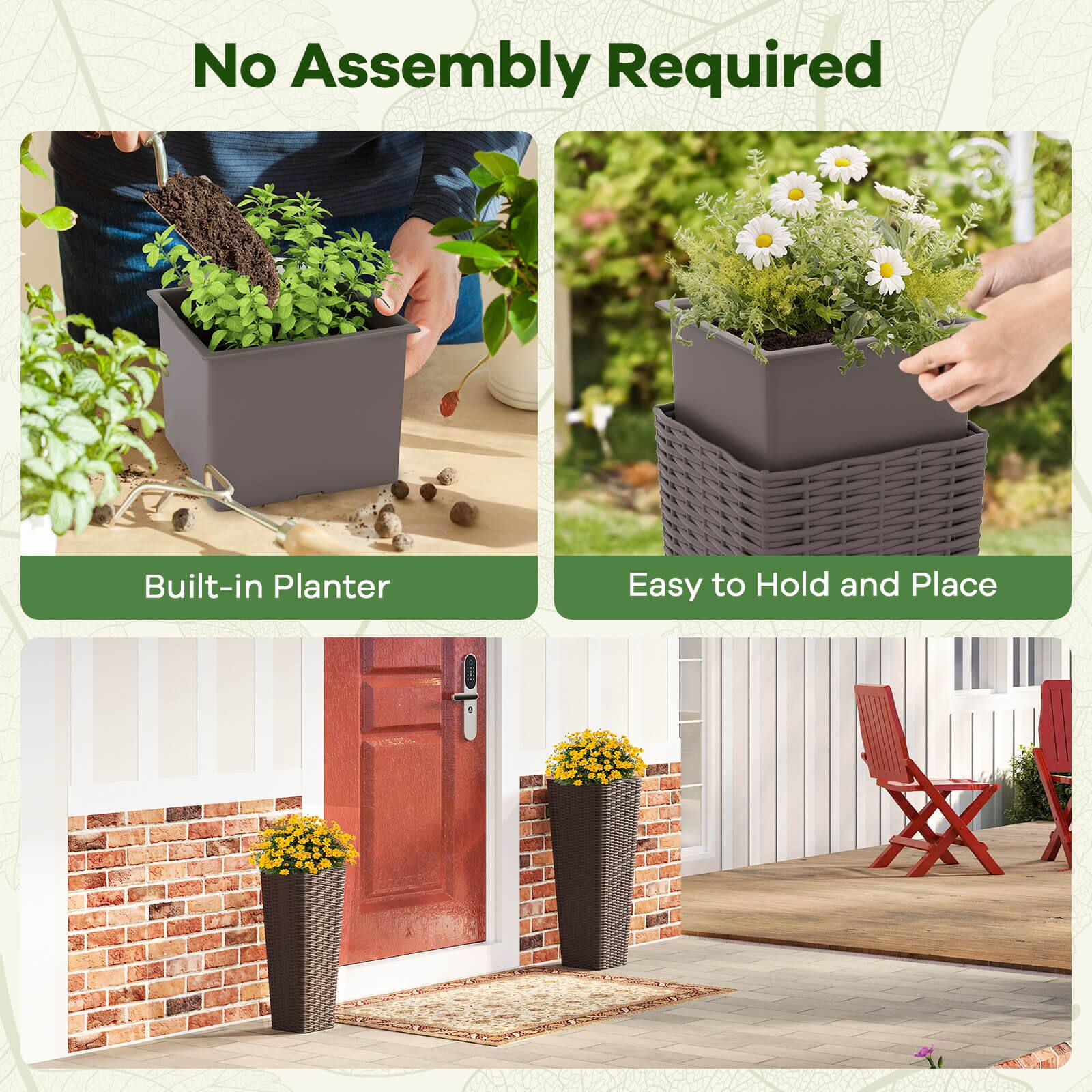 No Assembly Required  
Built-in Planter  
Easy to Hold and Place