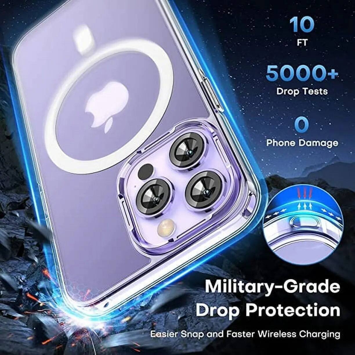 10 FT  
5000+ Drop Tests  
0 Phone Damage  
Military-Grade Drop Protection  
Easier Snap and Faster Wireless Charging