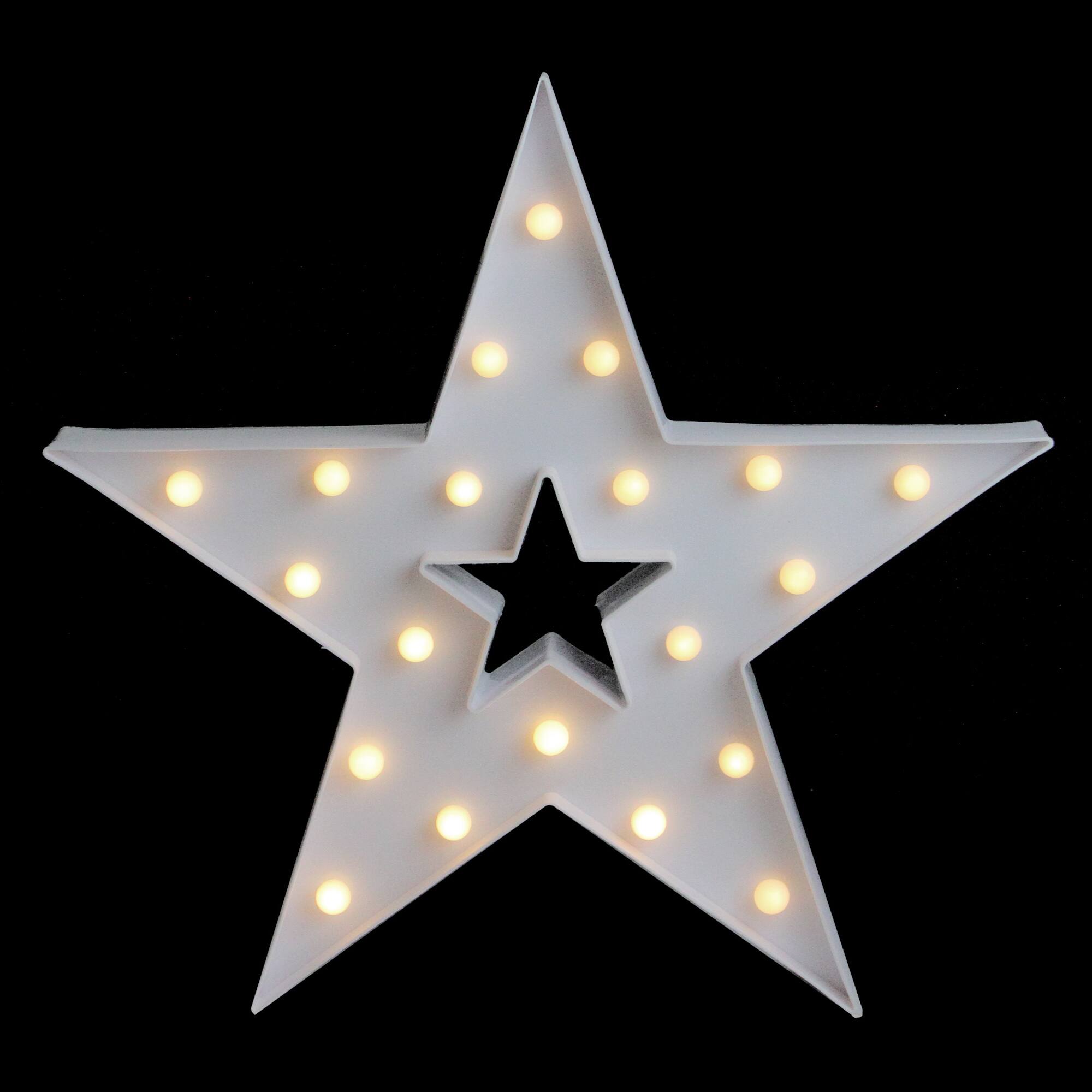 Front. Northlight - 15" White Star LED Marquee Wall Sign - White.