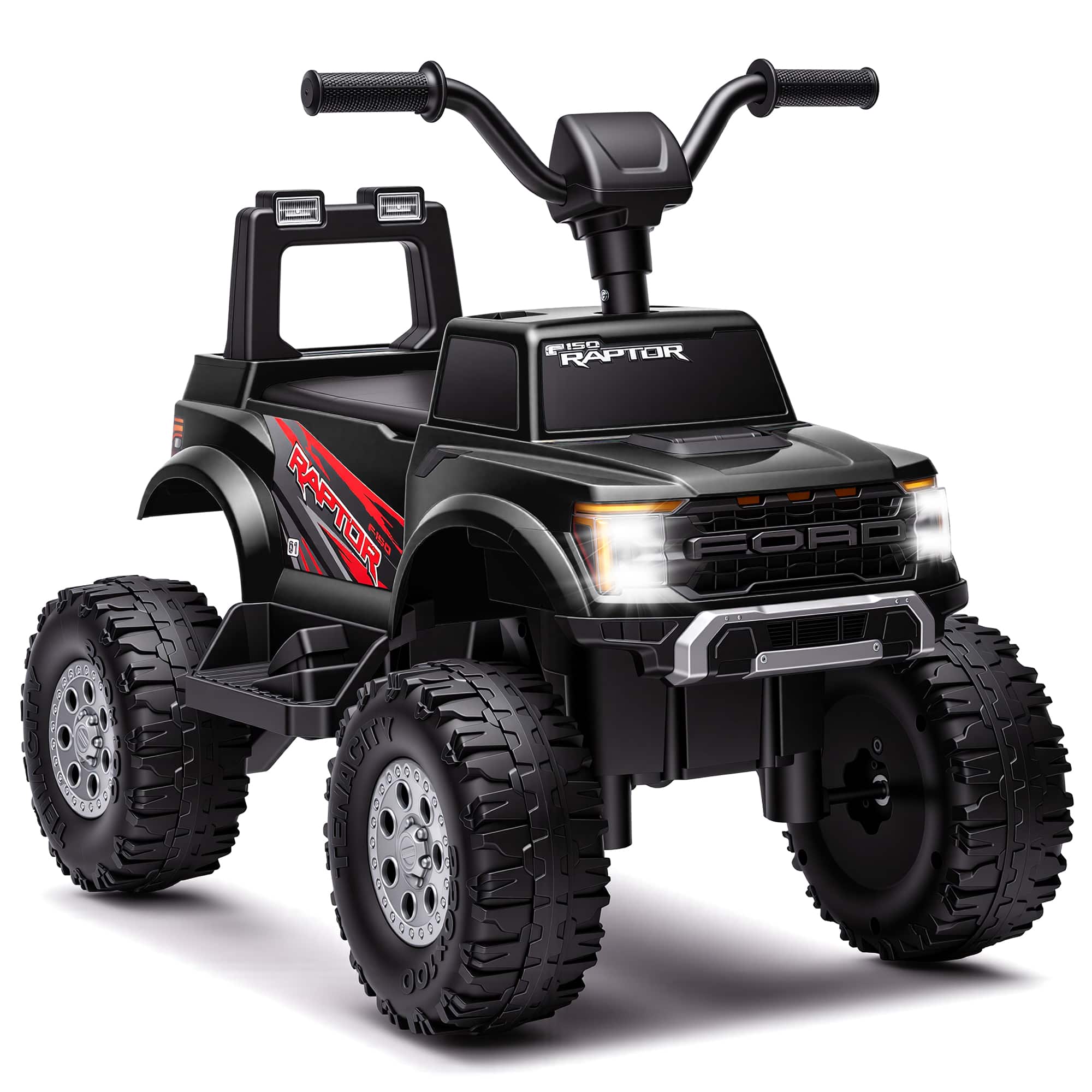 FIRST RIDE ON - 12V Kids ATV Ride on, Ford F-150 Ride on Toys w/LED Lights, Battery Powered Riding Toy Car for Kids Toddlers 2-4 - Black