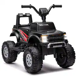 FIRST RIDE ON - 12V Kids ATV Ride on, Ford F-150 Ride on Toys w/LED Lights, Battery Powered Riding Toy Car for Kids Toddlers 2-4 - Black