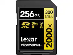 256 GB 300 MB/s V90 SDXC II 2000x Lexar PROFESSIONAL