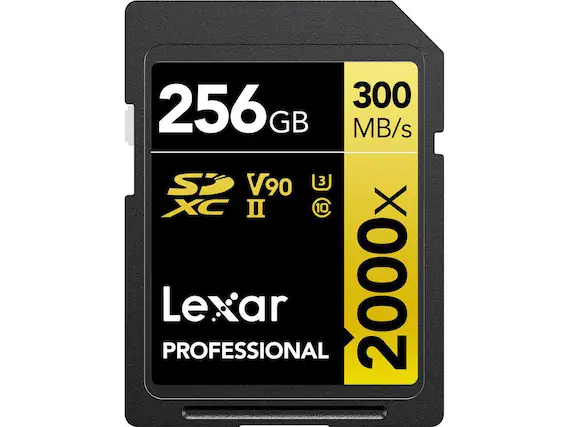 256 GB 300 MB/s V90 SDXC II 2000x Lexar PROFESSIONAL
