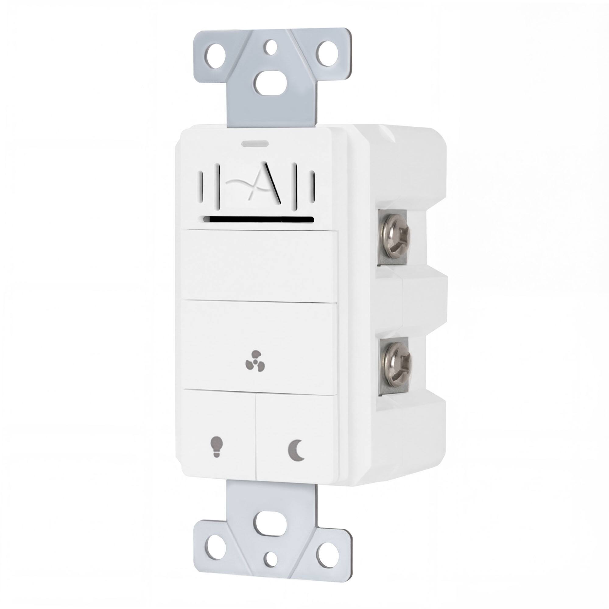 Left. Akicon - Akicon Humidity Sensor LED Timer Switch with Motion-Activated Wall Plate for Bathroom Exhaust Fan in White - White.