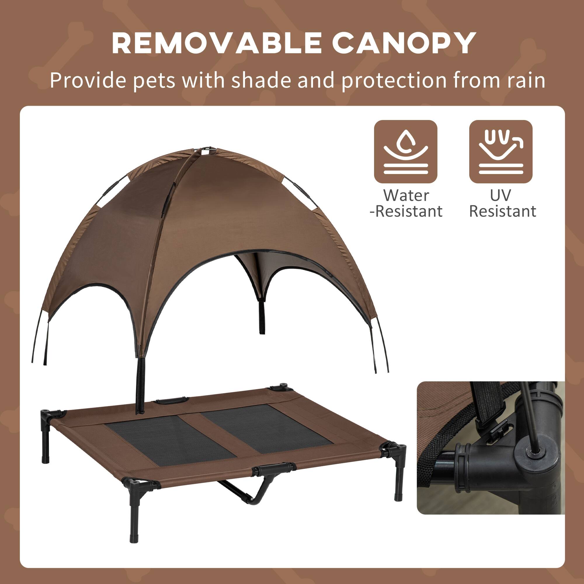 REMOVABLE CANOPY  
Provide pets with shade and protection from rain  

Water-Resistant  
UV Resistant