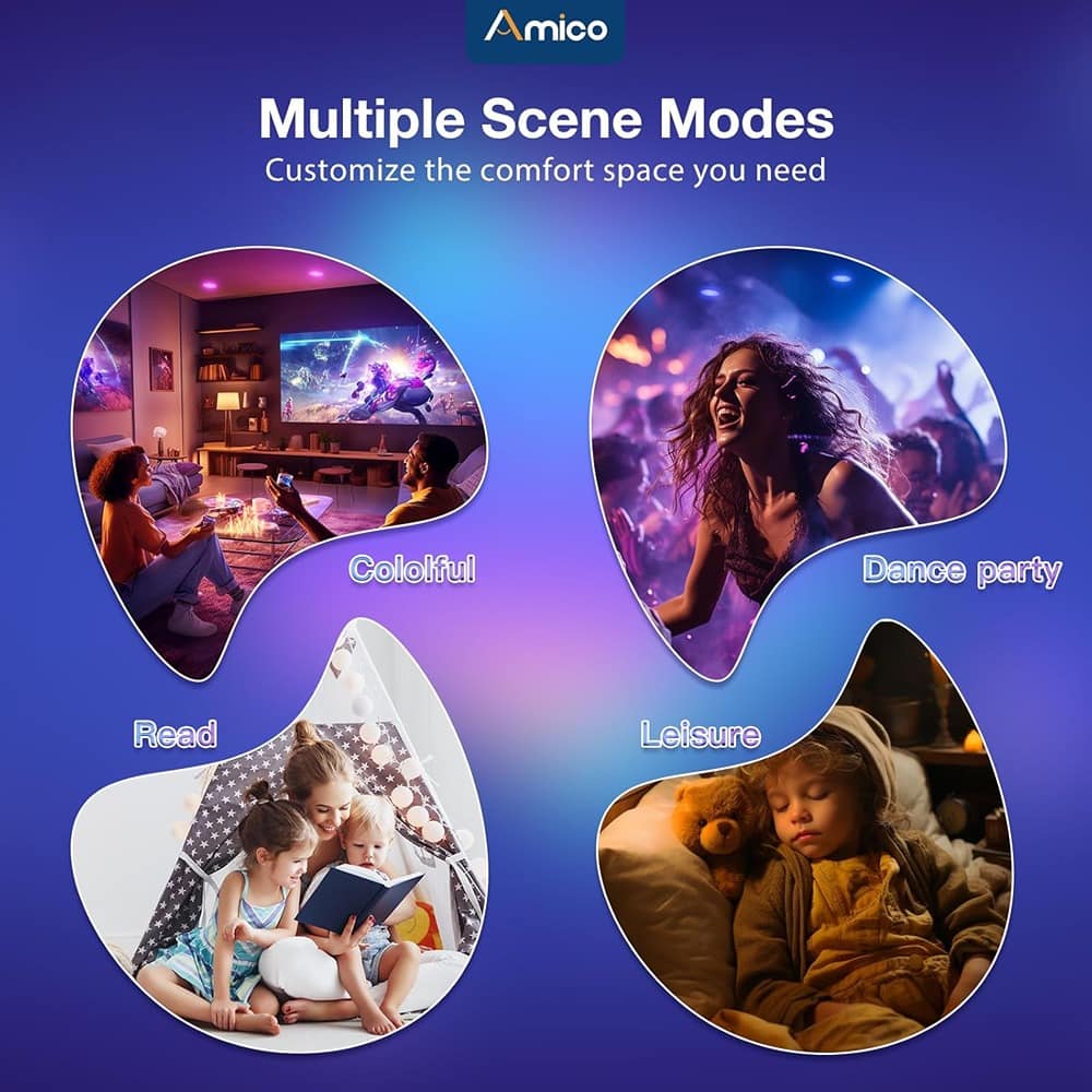 Schertz - mico 6-Pack 6 Inch Smart LED Recessed Lighting, WiFi Canless Downlights with Junction Box, Color Changing Ceiling Lights