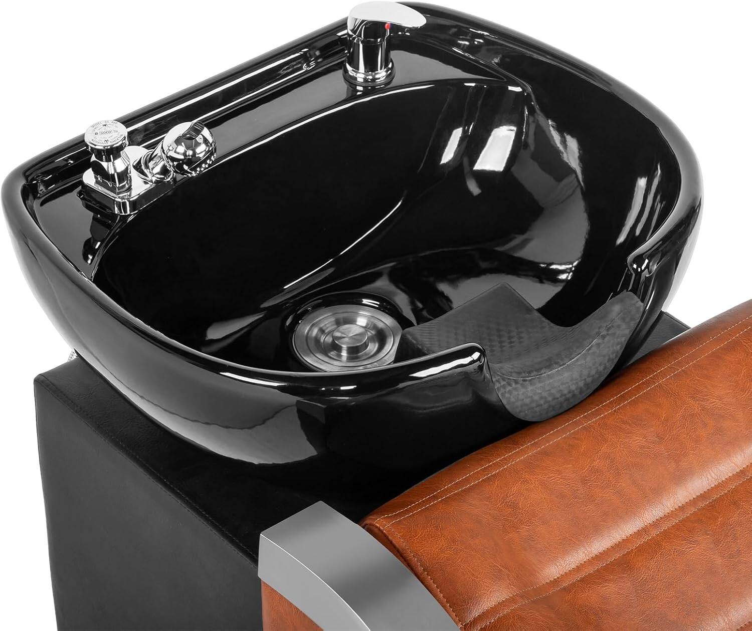 Alt View 5. Winado - Salon Backwash Unit Barber Chair with Shampoo Sink, Footrest, Neck Rest, Retractable Sprayer for Barbershop Beauty Spa - Brown.