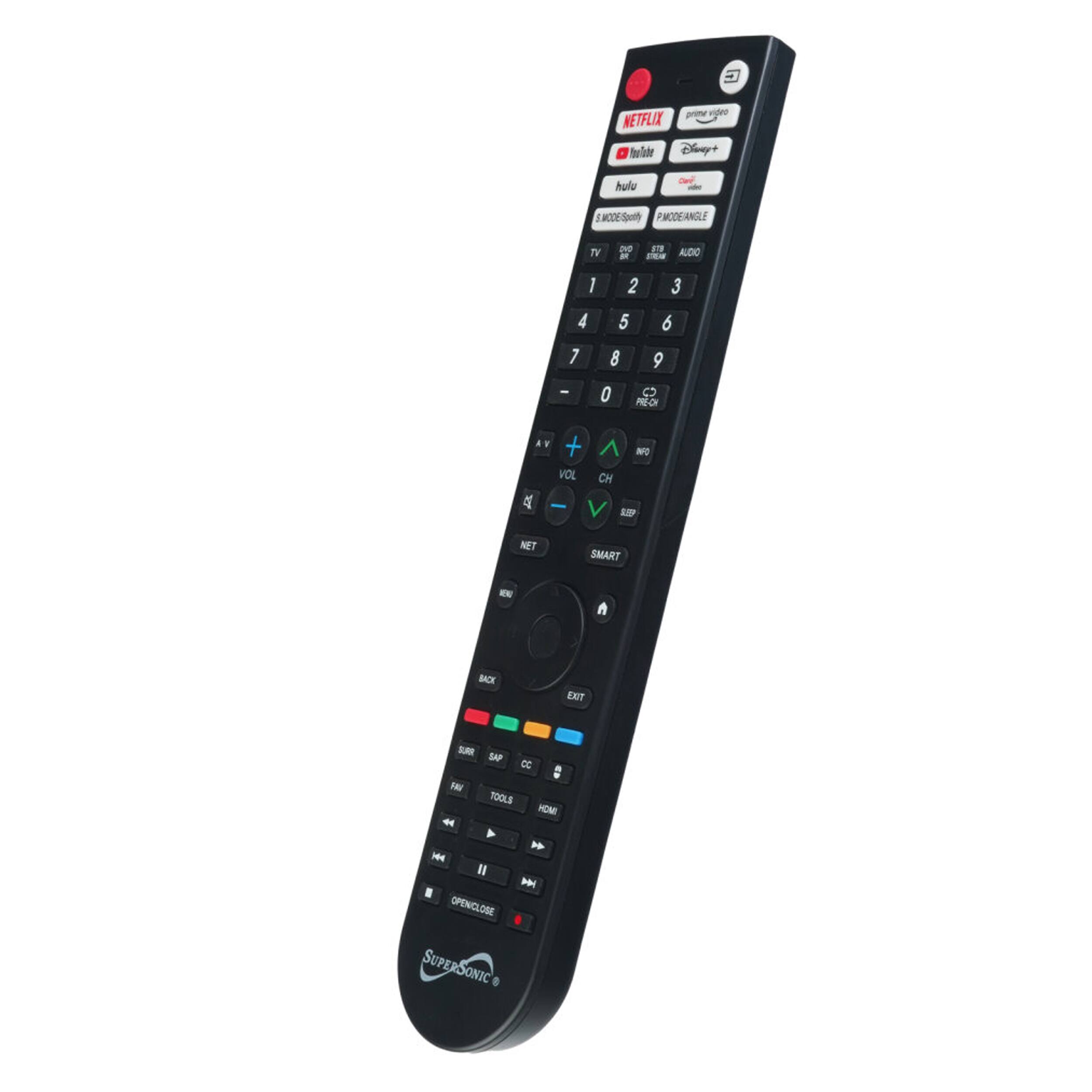 veo NETFLIX  Disney+ hulu I CDSy PMODEANGLE TV ~ M F - ALDO 1 2 3 4 7 - 5 6 8 9 0 O - . F + - VOL CH A - V - NET SMART - A BACK ENT SN SAP DE  FU TO0LS HOM - A  H I - . OPENICLOSE SUPERSONIC 8
