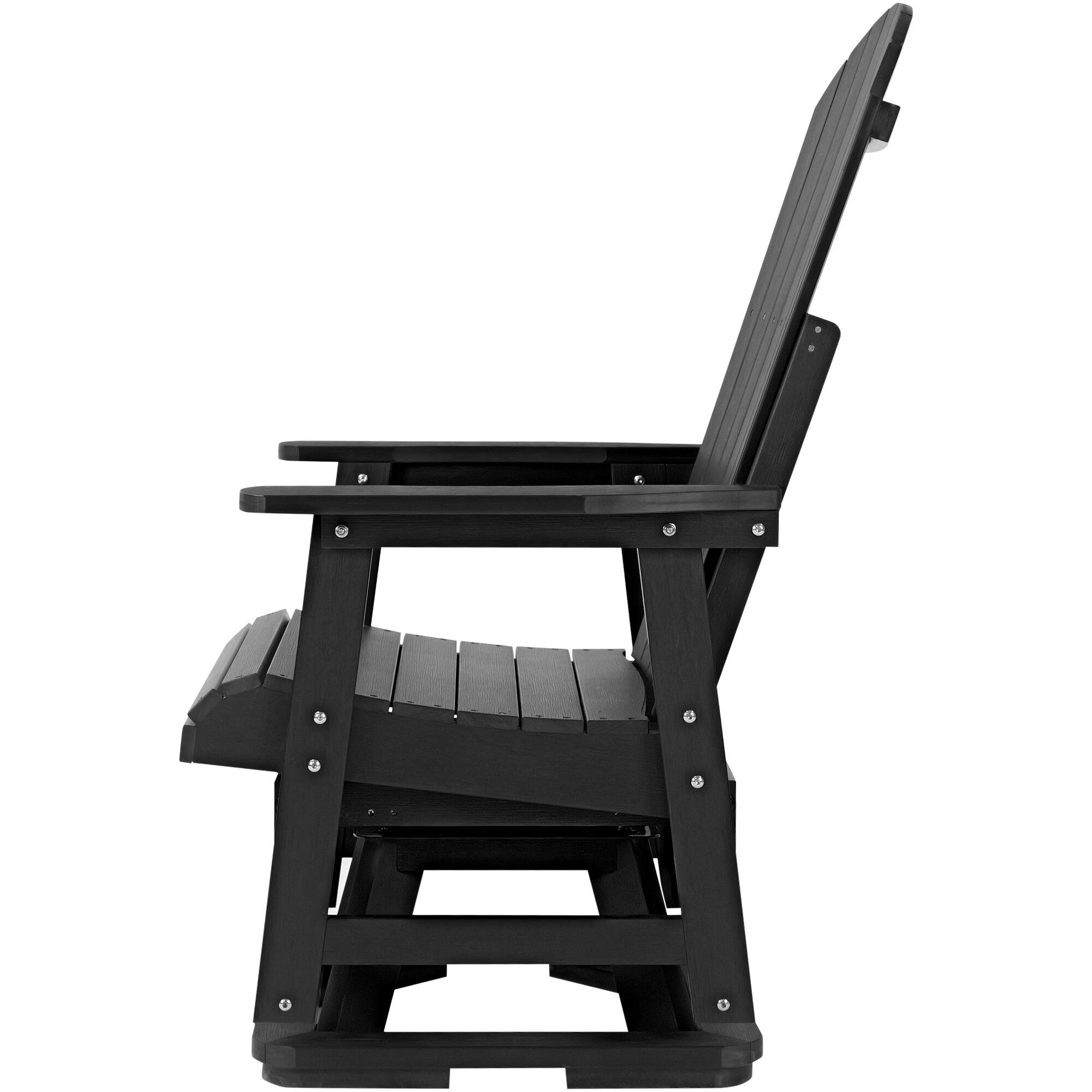 Alt View 8. Fortune Candy - HIPS Swivel Patio Glider, Poly Lumber Weather Resistant Outdoor Chair, for Patio, Porch, Yard - Carbon Black.