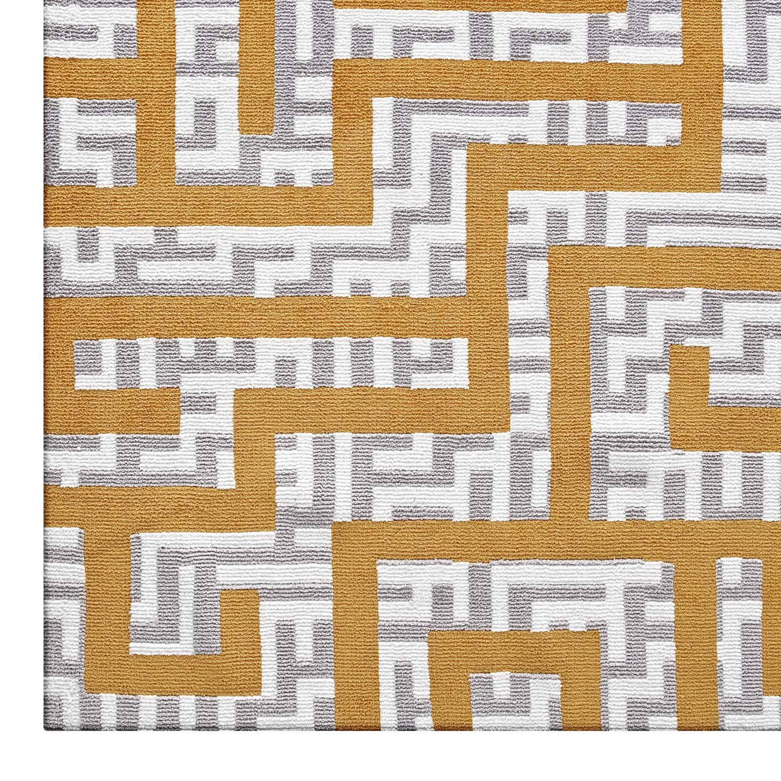 Alt View 1. Modway - Nahia Geometric Maze Area Rug - Ivory Light Gray and Banana Yellow.