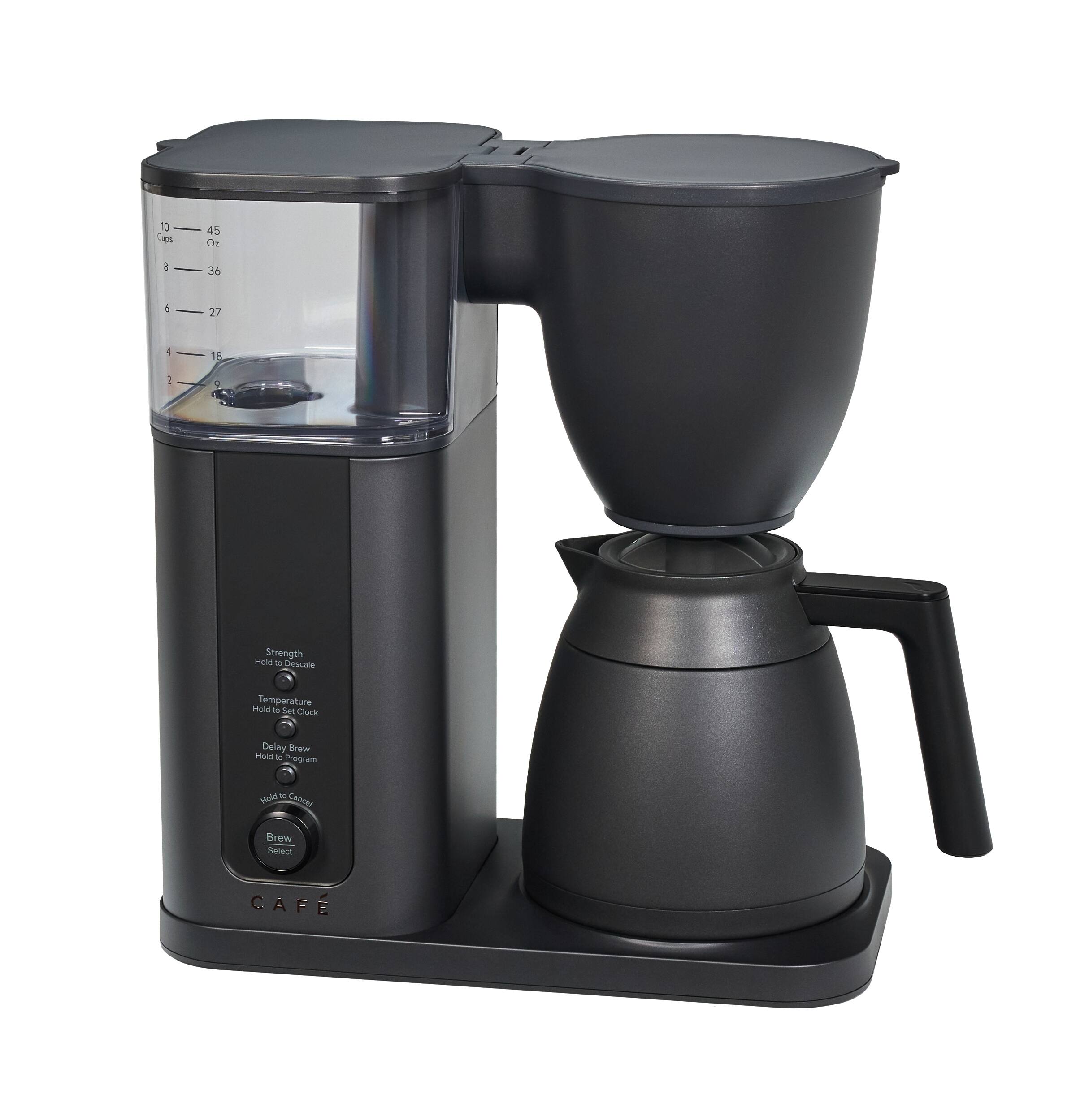 10 Cups  
45 Oz  
8  
36  
6  
27  
4  
18  
1  
2  

Strength Hold TO Descale  
Temperature Hold o Set Clock  
Delay Brew Hold It Program  
Hold to Cancel  
Brew Select  
CAFE