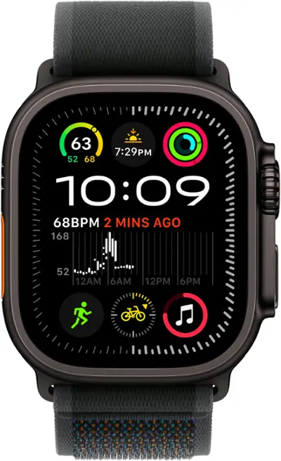 Apple Watch Ultra 2 (GPS+Cellular) 49mm Titanium Case with Black Trail Loop - M/L - Black
