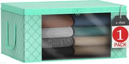 Sorbus - 1-Pc Medium Clothes Storage Bags - Foldable Blanket Storage Bins for Organizing Bedroom, Closet, Clothing - Teal