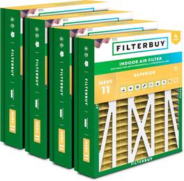 Filterbuy - 21x27x5 MERV 11 Pet & Allergy Defense, Pleated HVAC AC Furnace Air Filters Replacement for Trane & More (4-Pack) - Gold