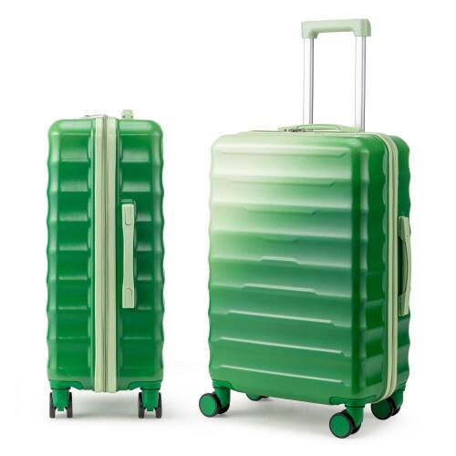 Alt View 1. Winado - 24" Checked Luggage Trolley PC+ABS Hardside Medium Suitcase with Double Spinner Wheels & TSA Lock for Travel Business - Gradient Green.