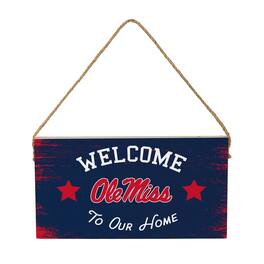 Evergreen Enterprises - Ole Miss Rebels 6" x 11" Welcome Home Wood Wall Sign with Rope Hanger - Multicolor