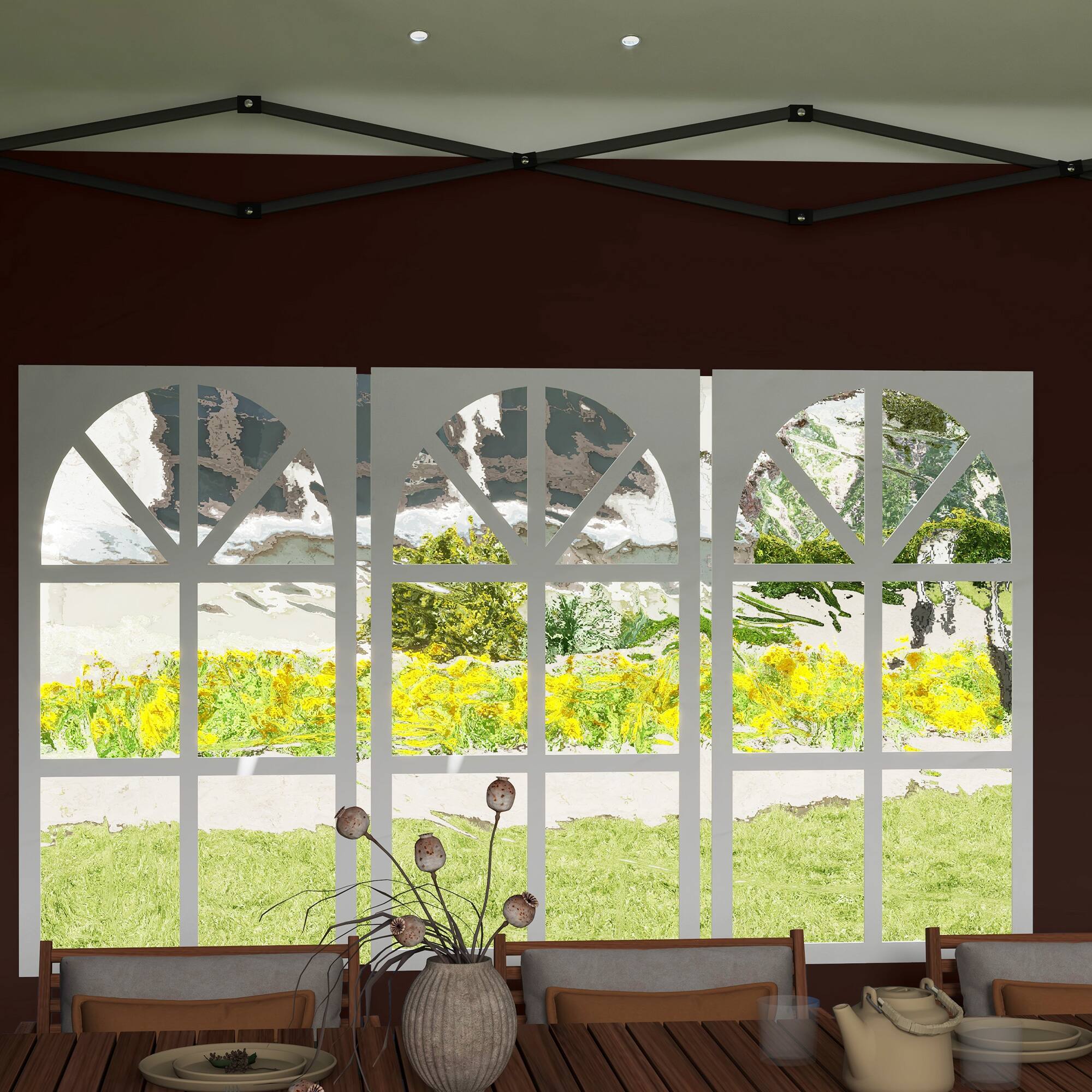 Alt View 8. Outsunny - 10' x 20' Pop Up Canopy Tent with 4 Sidewalls, Heavy Duty Tents for Parties, Outdoor Instant Gazebo with Carrying Bag - Coffee.