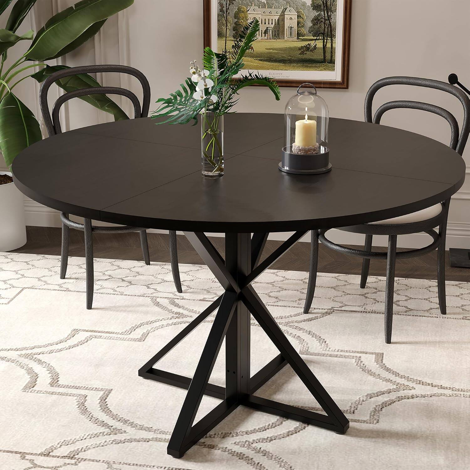 Alt View 5. Jojoka - Kitchen Table Round Dining Table for 4 47 inch Farmhouse Kitchen Table Circle Dinner Table - Multiple colors.