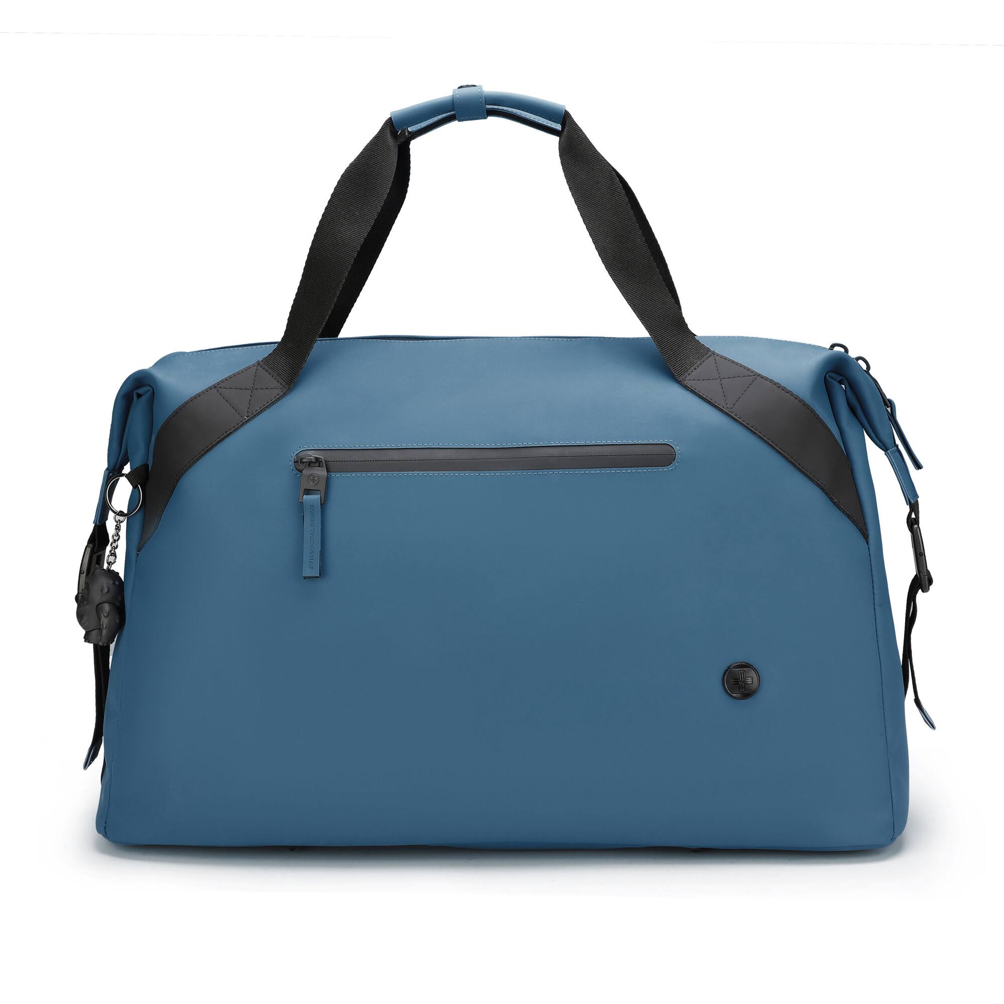 Front. Swissdigital Design - SwissDigital SD5533-16 Lamone Dark Blue Travel Duffle Bag with RFID Protection - Dark Blue.