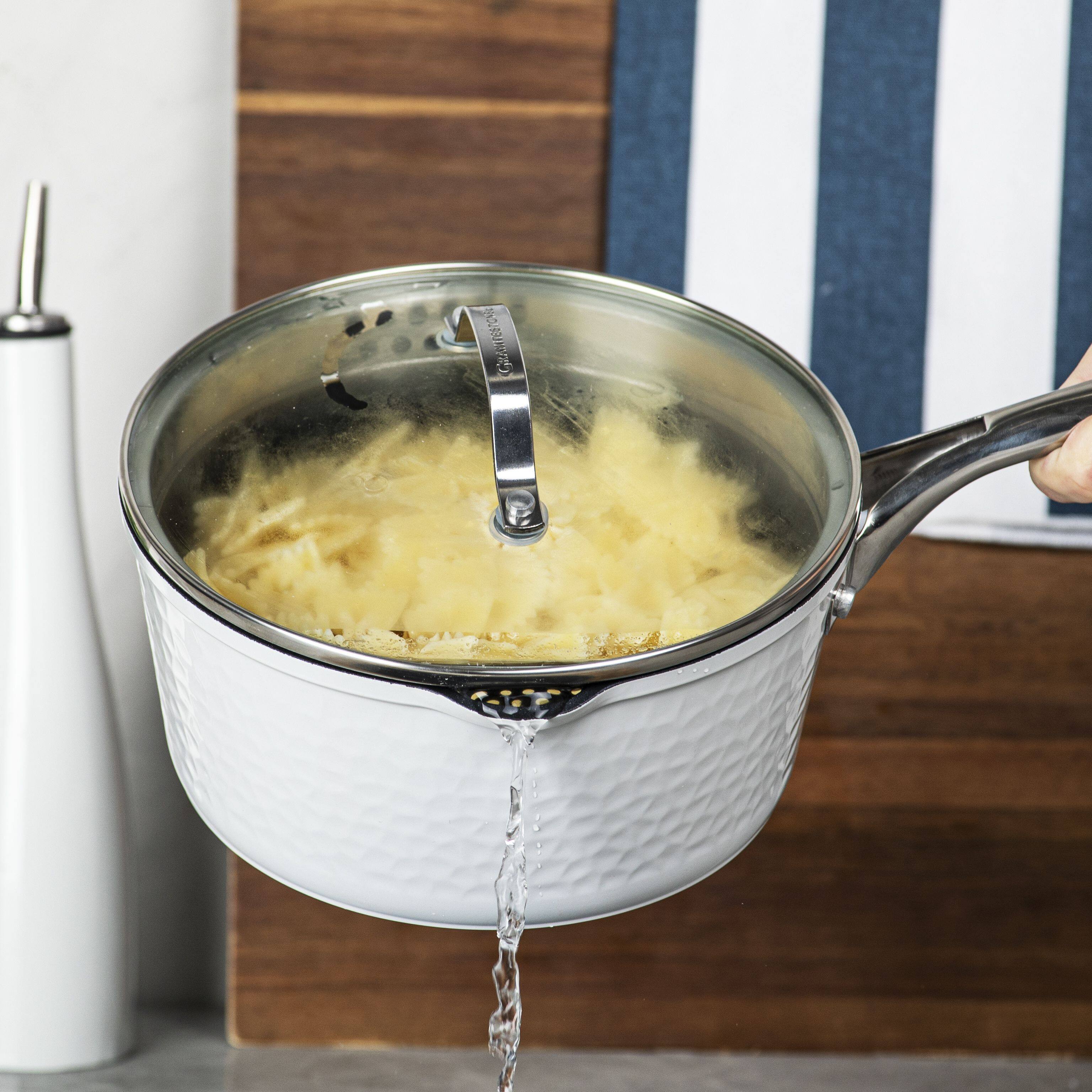 Alt View 7. Granitestone - Granitestone Charleston Collection Hammered White 15-Piece Nonstick Cookware Set with Utensils - White.