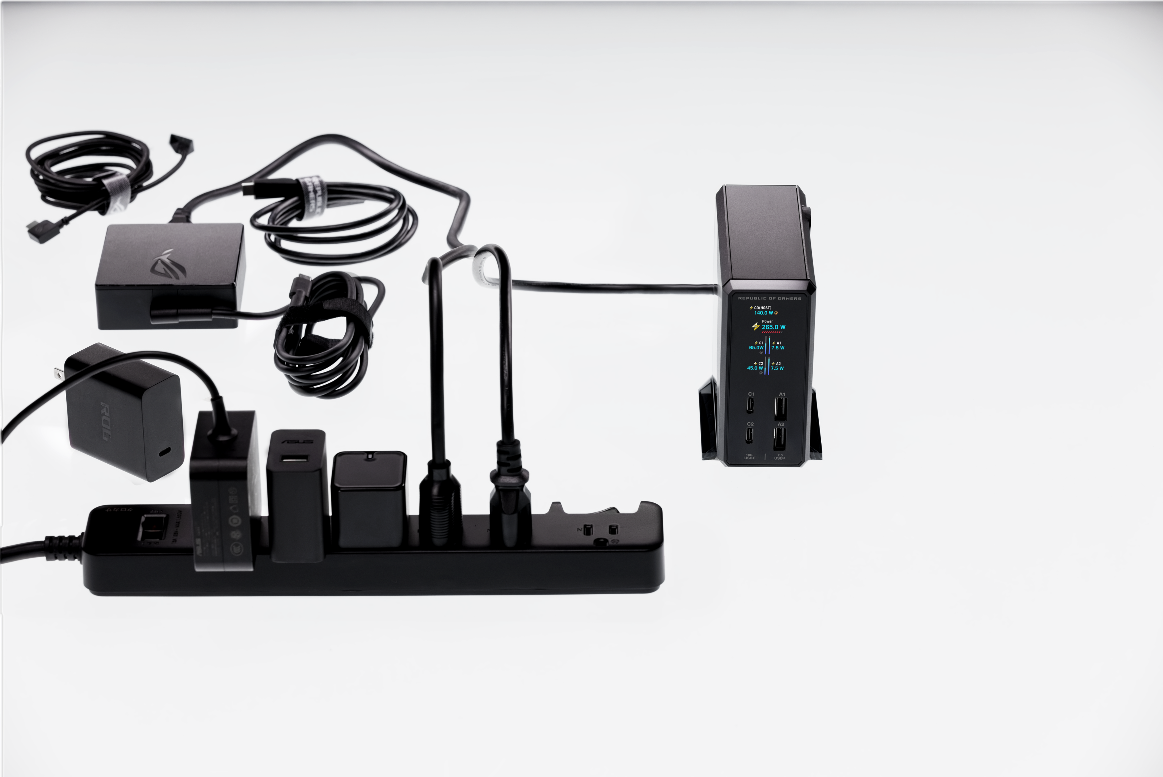 HEDISTIC OF CHARS
+ COLMOST) 40.0 W
Power 265.0 W ..........
a 61 65.0W
4 At 7.5 W
R cs 45.0 W
a 7.5 W
ROG
ASUS
C1 C2 1994 USB
A1 AT .  USIDE