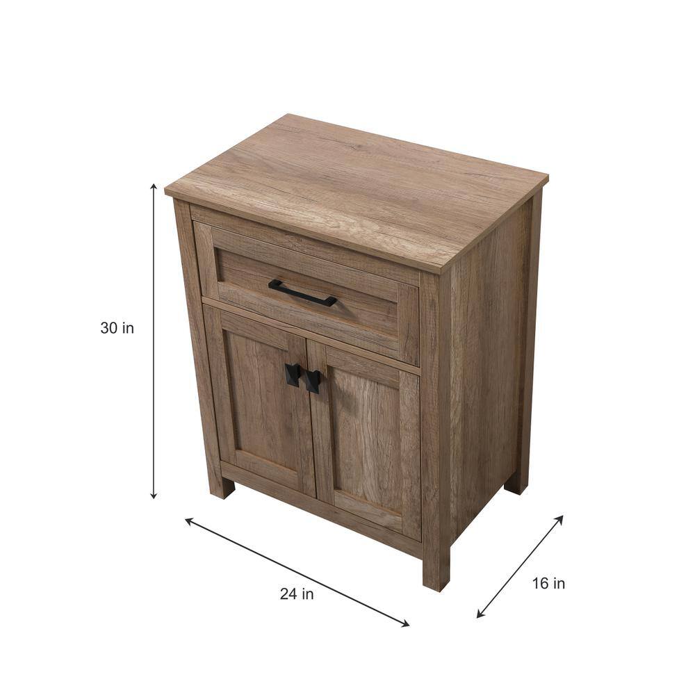 Alt View 1. Elegant Kitchen and Bath - 24 Inch Wide Bathroom Storage Freestanding Cabinet In Natural Oak - Natural Oak.