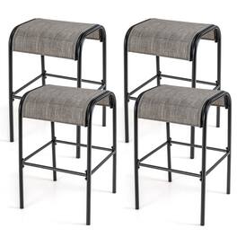 Boyel Living - Black Patio Metal Set of 2 Bar Stools - Brown