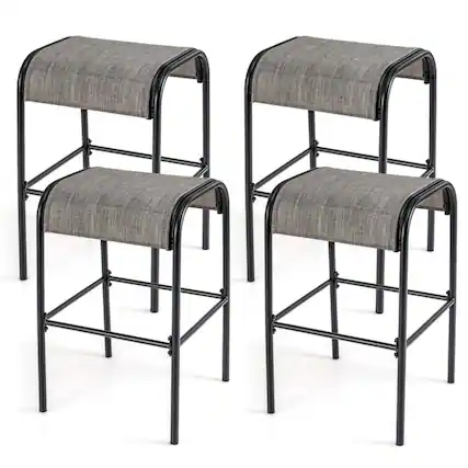 Front. Boyel Living - Black Patio Metal Set of 2 Bar Stools - Brown.